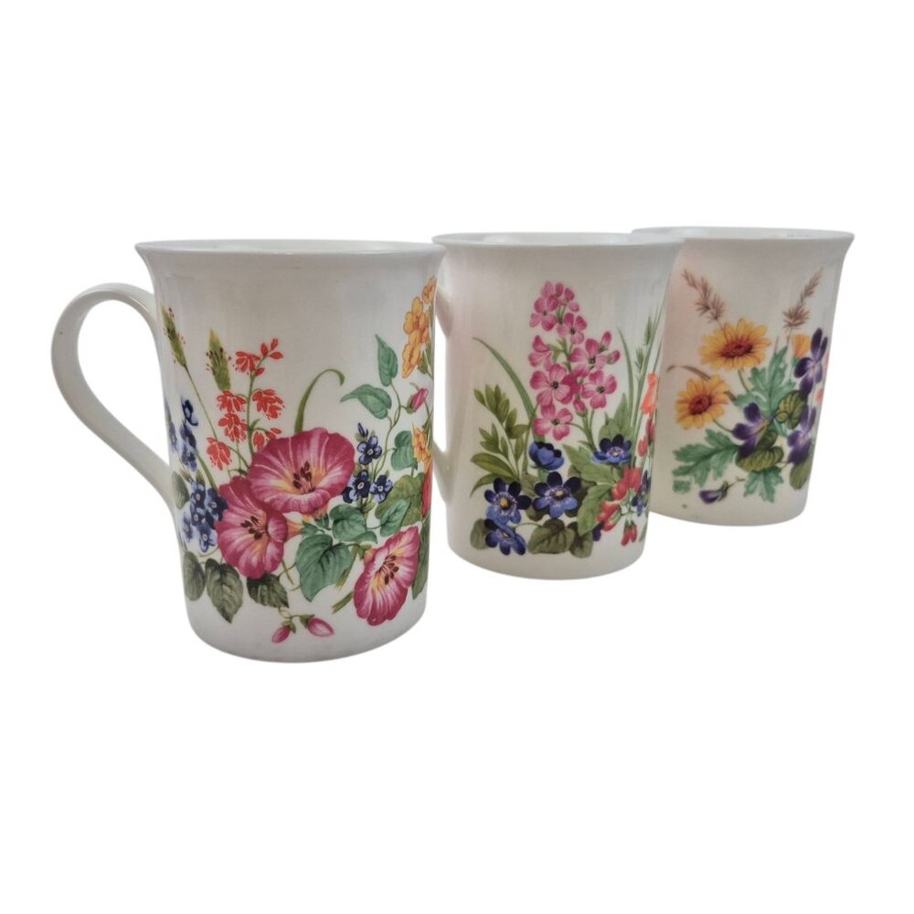 Crown Trent Coffee Mug Tea 3 Cup Colorful Floral Design England Collectible 12oz